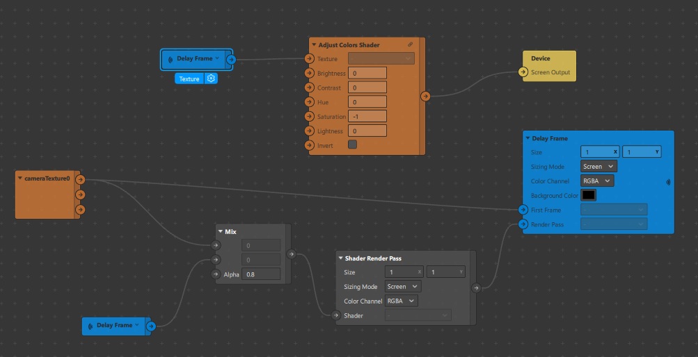 Setting up the Delay Frame patch in Spark AR