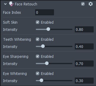 Face retouch parameters