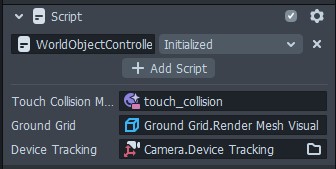 Specifying the Device Tracking component for the World Object Controller script