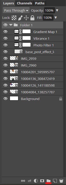 Bundling our adjustment layers and base lookup table in a folder