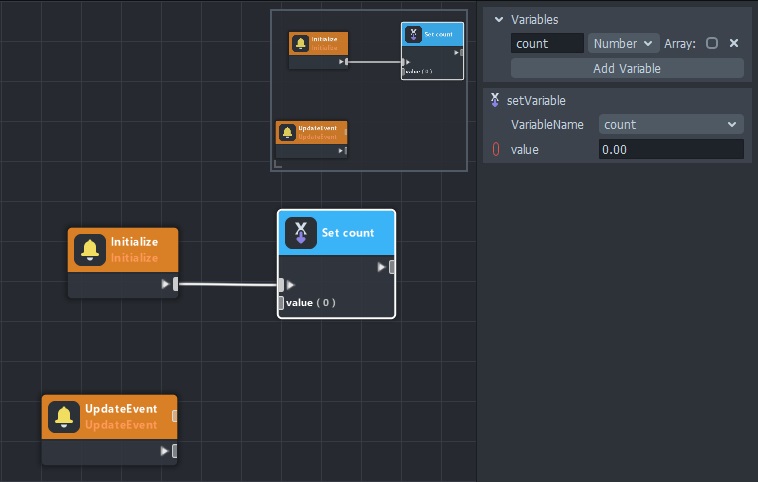 Initializing our "count" variable to zero