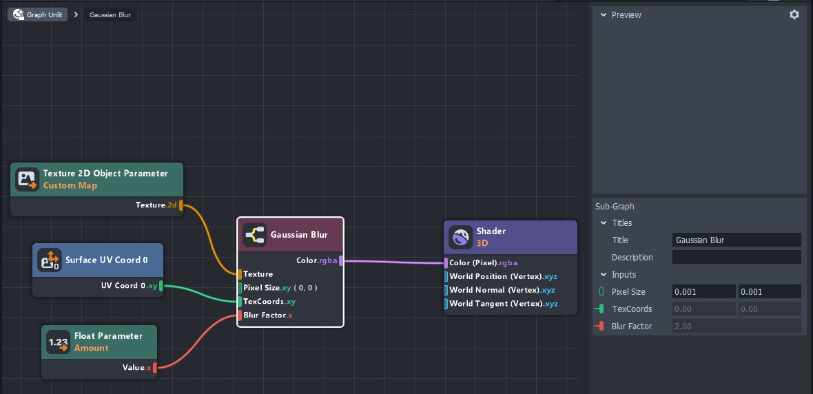 Material setup for the gaussian blur