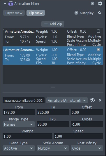 Fixing our animation by adjusting the settings in the Animation Mixer