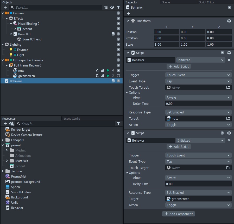 Configuring the Behavior script to toggle between the two background