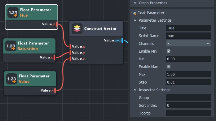 Configuring the script name for a material input parameter