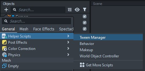 Adding the Tween Manager in Lens Studio
