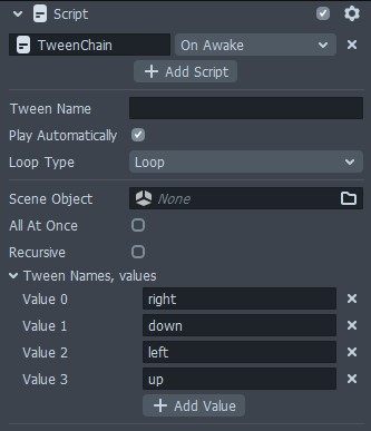 Setting up the tween chain